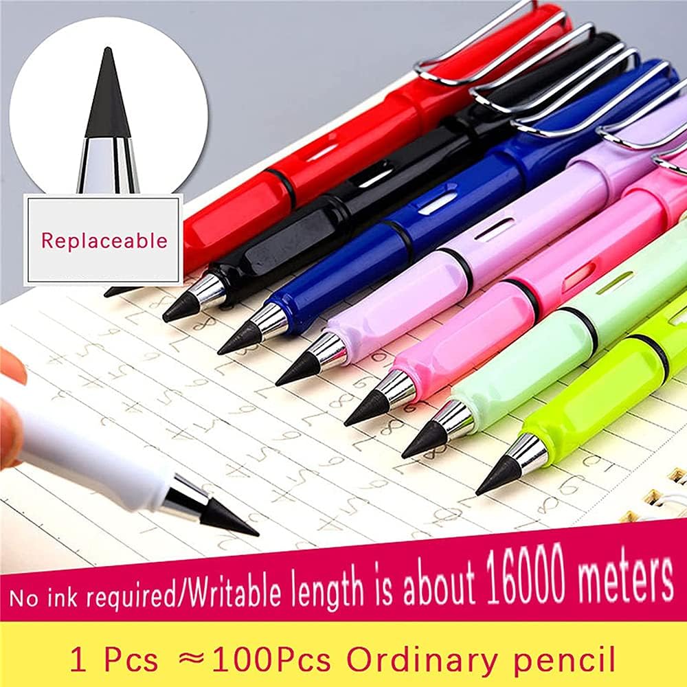 BOUILLIM 6pcs Inkless Pencils Eternal, Everlasting Pencil Replaceable Head, Infinite Pencil, Inkless Pen, Technology Unlimited Writing Eternal Pencil No Ink, with Replaceable Graphite Nib Pencil : Office Products