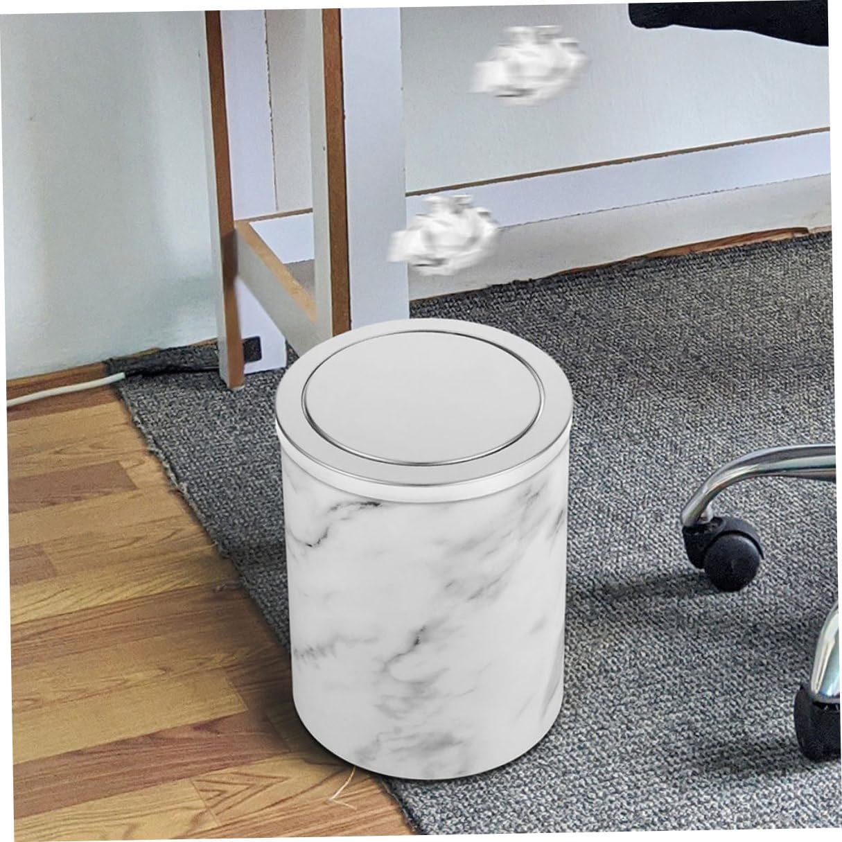 Lurrose 2pcs Stainless Steel Recessed Trash Can Lid with Swing Flap, 21.5-24cm Countertop Waste Bin Cover for Kitchen, Bathroom, Home Installation