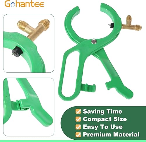 Miniatura 5 de gohantee R134A - Abridor de botellas de CA con punzón lateral 2 en 1 para R22 R12 dispensador de refrigerante, 14 SAE y 12 kit de herramientas de