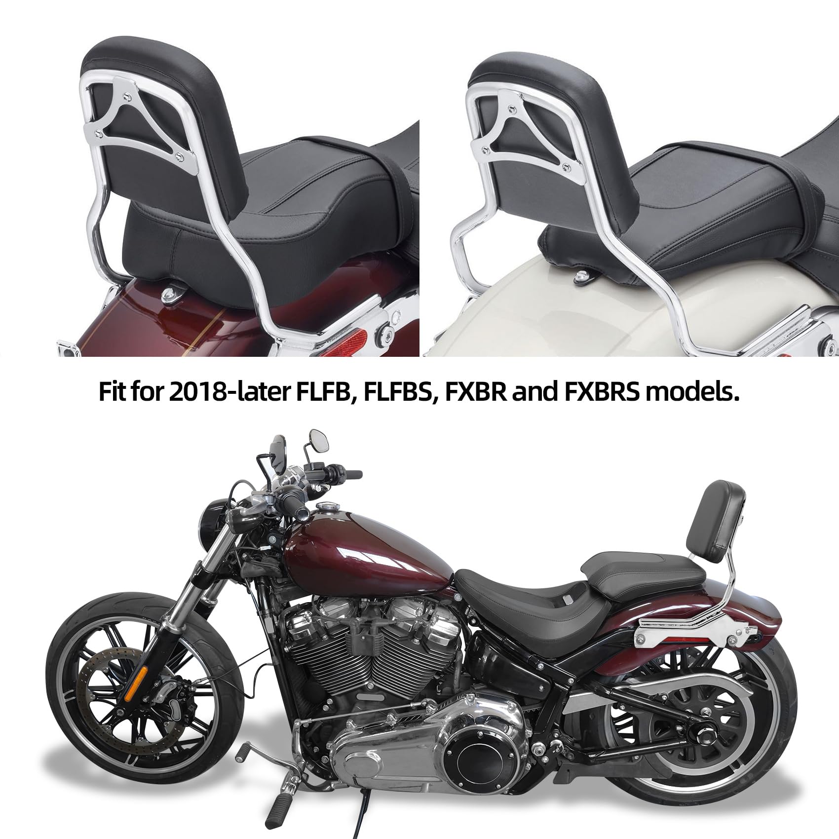 TCMT Schienale standard Sissy-Bar con kit di hardware di docking, compatibile con Harley Fat Boy 114 FLFBS 2018–2023, Fat Boy FLFB 2018–2019 Breakout 114 FXBRS 2018–2020 Breakout FXBR 2018–2019; 2023