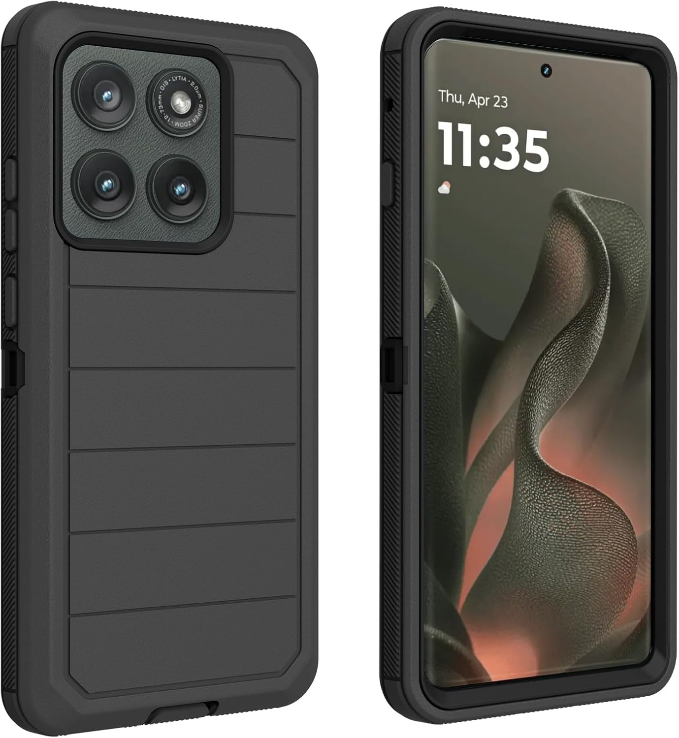 for Motorola Edge 2025 Case, Defender Case Heavy Duty Shockproof Dustproof 3 in 1 Rugged Protective Phone Cover for Motorola Moto Edge 2025 (Orange/Black)