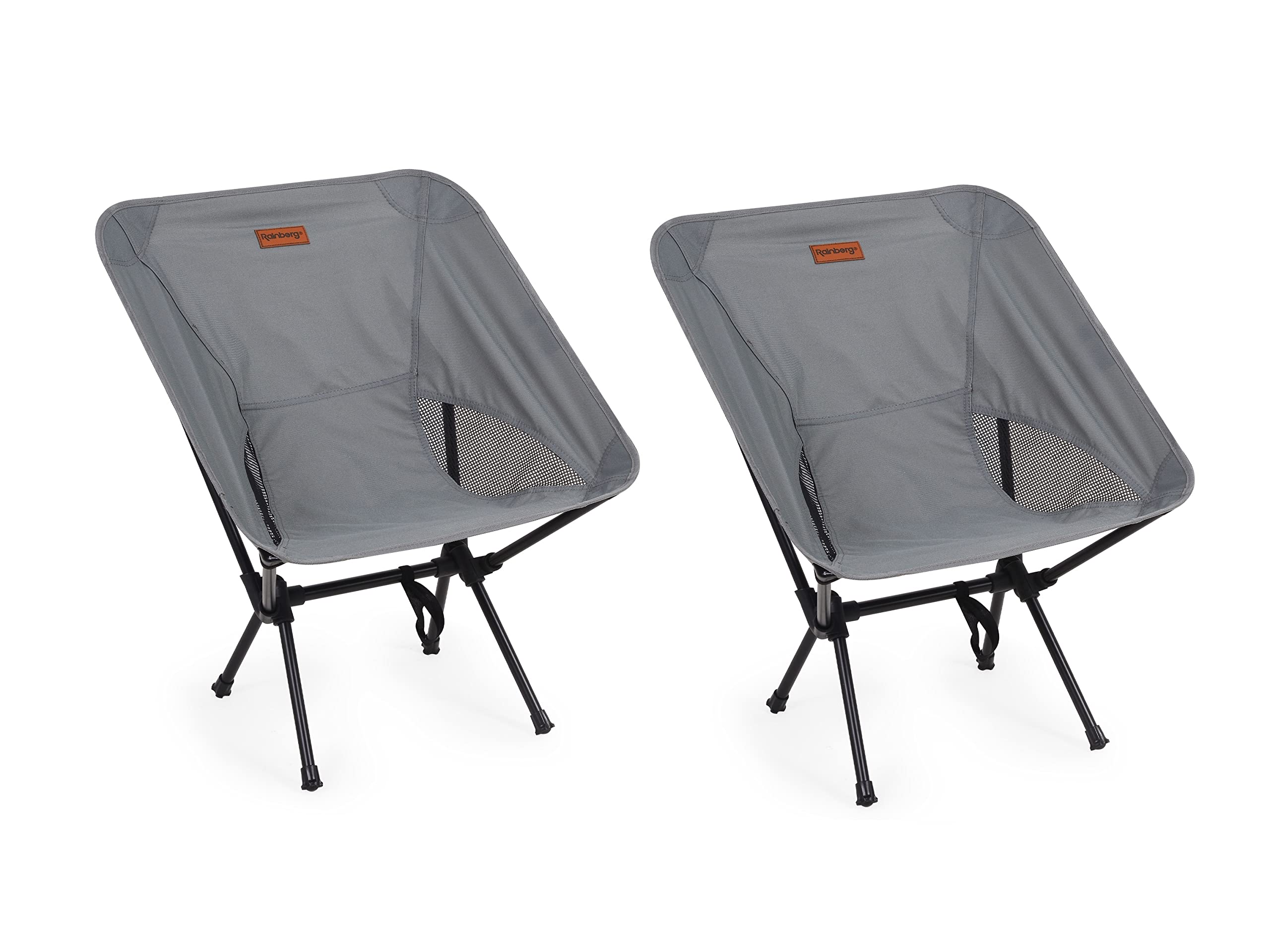 Rainberg Ultra Lightweight Camping Chair, Folding Chair, Camping Chairs for Adults, Foldable Garden Outdoor Picnic BBQ Chairs. (Pack of 2, Grey)