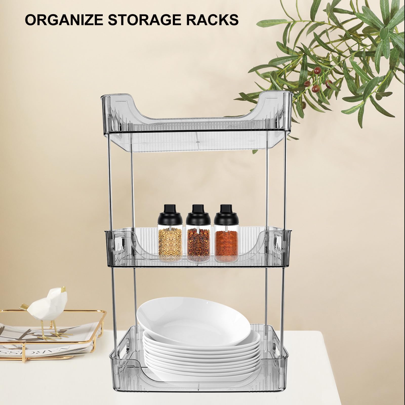 Organizzatore da Bagno a Tre Livelli in Acciaio Inox e PET
