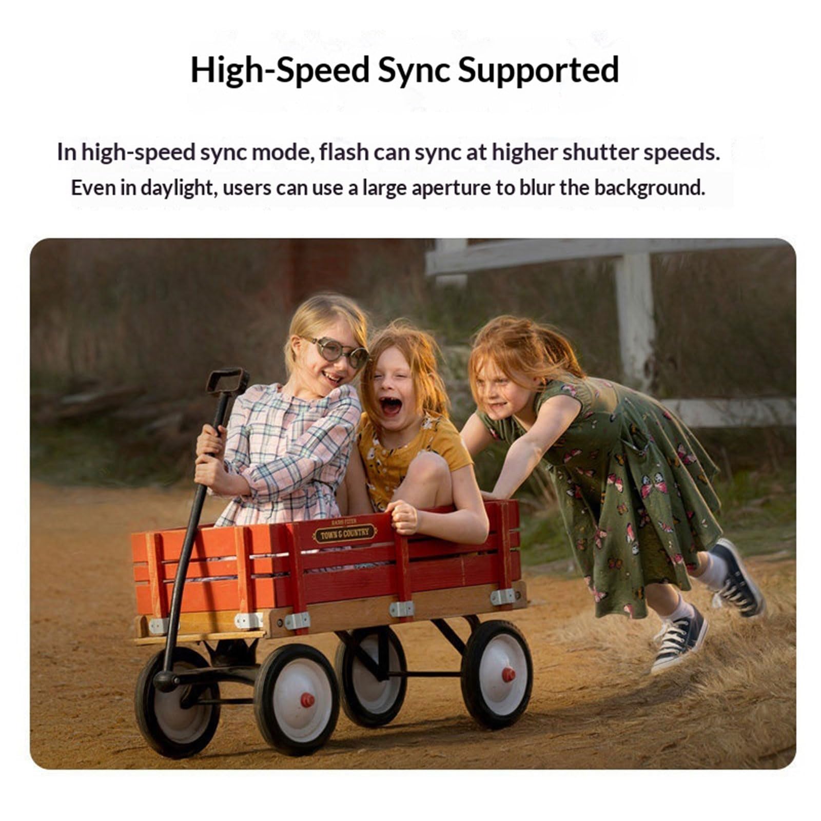 Linterna para cámara con sincronización de velocidad rápida y batería V350N/V350C para fotografía de acción rápida, linterna de zapata automática