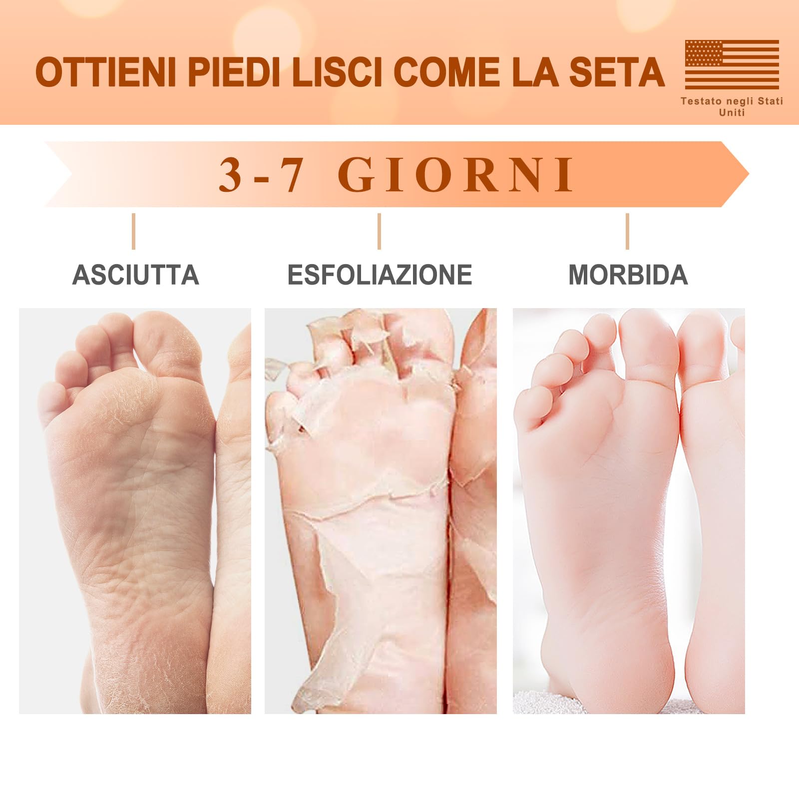 LA.PERSONAL Maschere Piedi 5 paia Peeling Piedi con Raspa Piedi e Calzini, Maschera Esfoliante Piede, Lisci e Morbidi, Maschere Piede Idratante Per Tallone Secchi Screpolati, Pelle morta e Calli