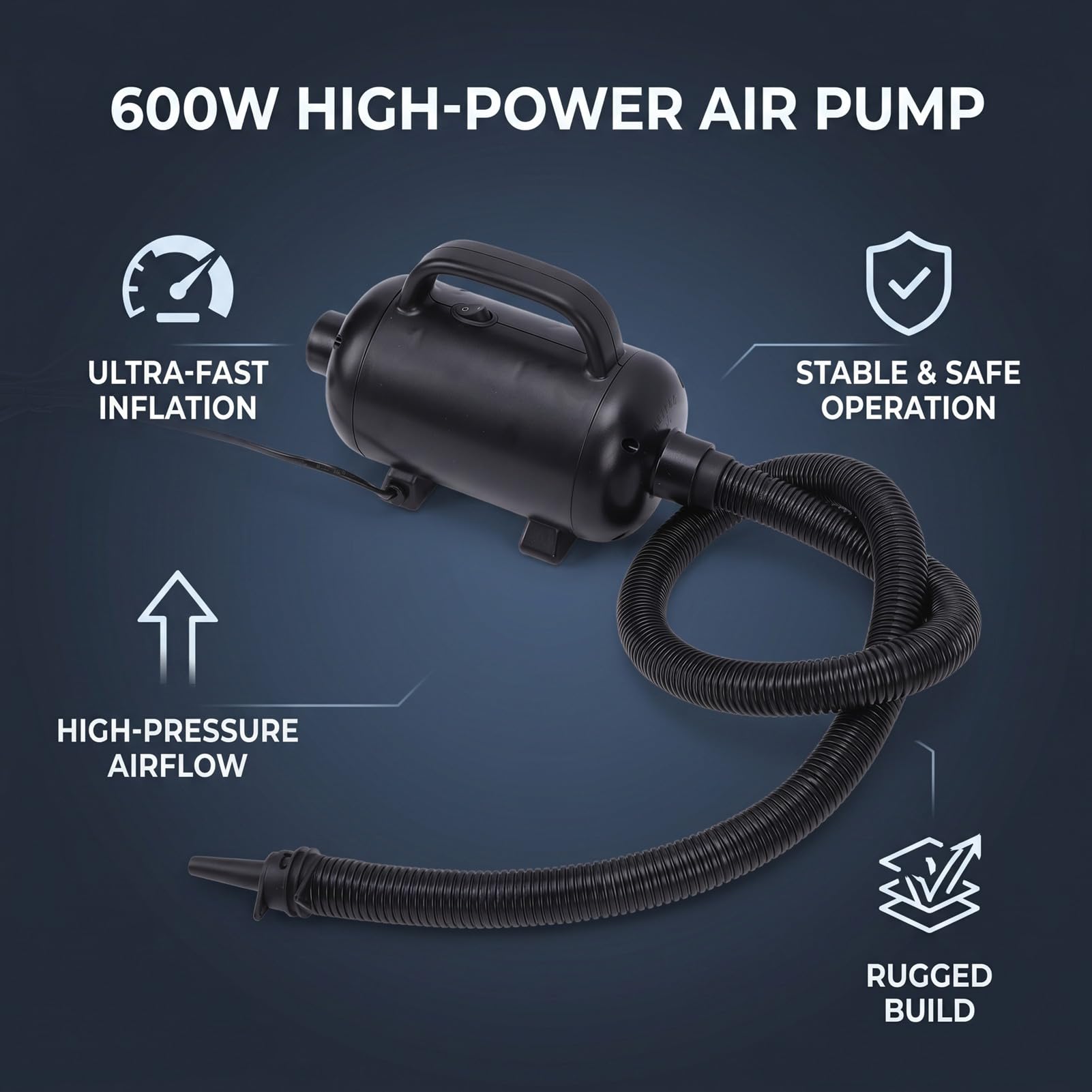 Hyuduo Pompa Elektryczna 600W, Dmuchawa do kół Samochodowych i Basenów z