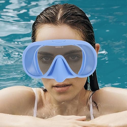 Miniatura 5 de Happyyami Juego de esnórquel profesional para adultos, plegable, antivaho, gran angular, máscara de natación con tubo de silicona y estuche de