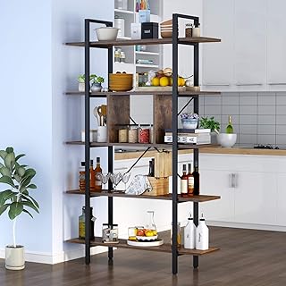 Tribesigns, Libreria in legno, grande scaffale per il soggiorno e lo studio, adatto anche come ripiano per piante, colore: bianco