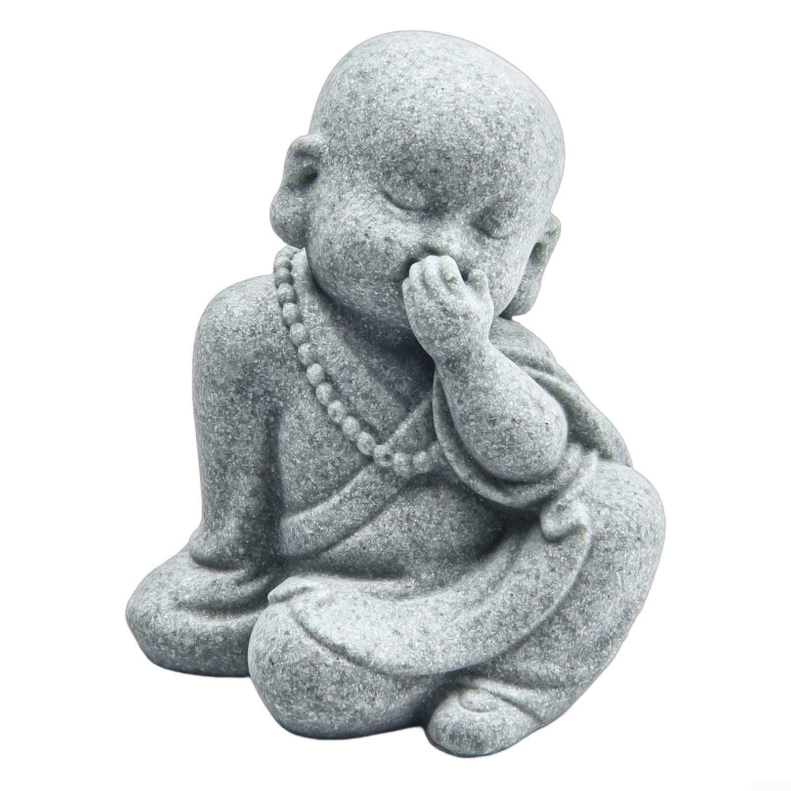 Small Wise Buddha Monk Statue/Sandstone Resin See No Evil Figurine for Garden Lawn Decor/Fish Tank Ornament/ 4x5x6cm(F)