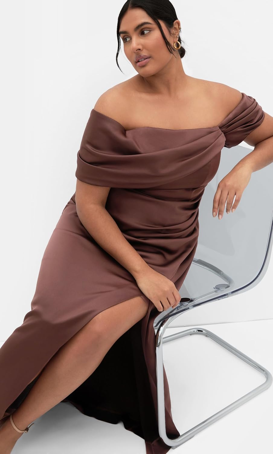 City Chic Plus Size Dress - Paloma Off Shoulder Maxi