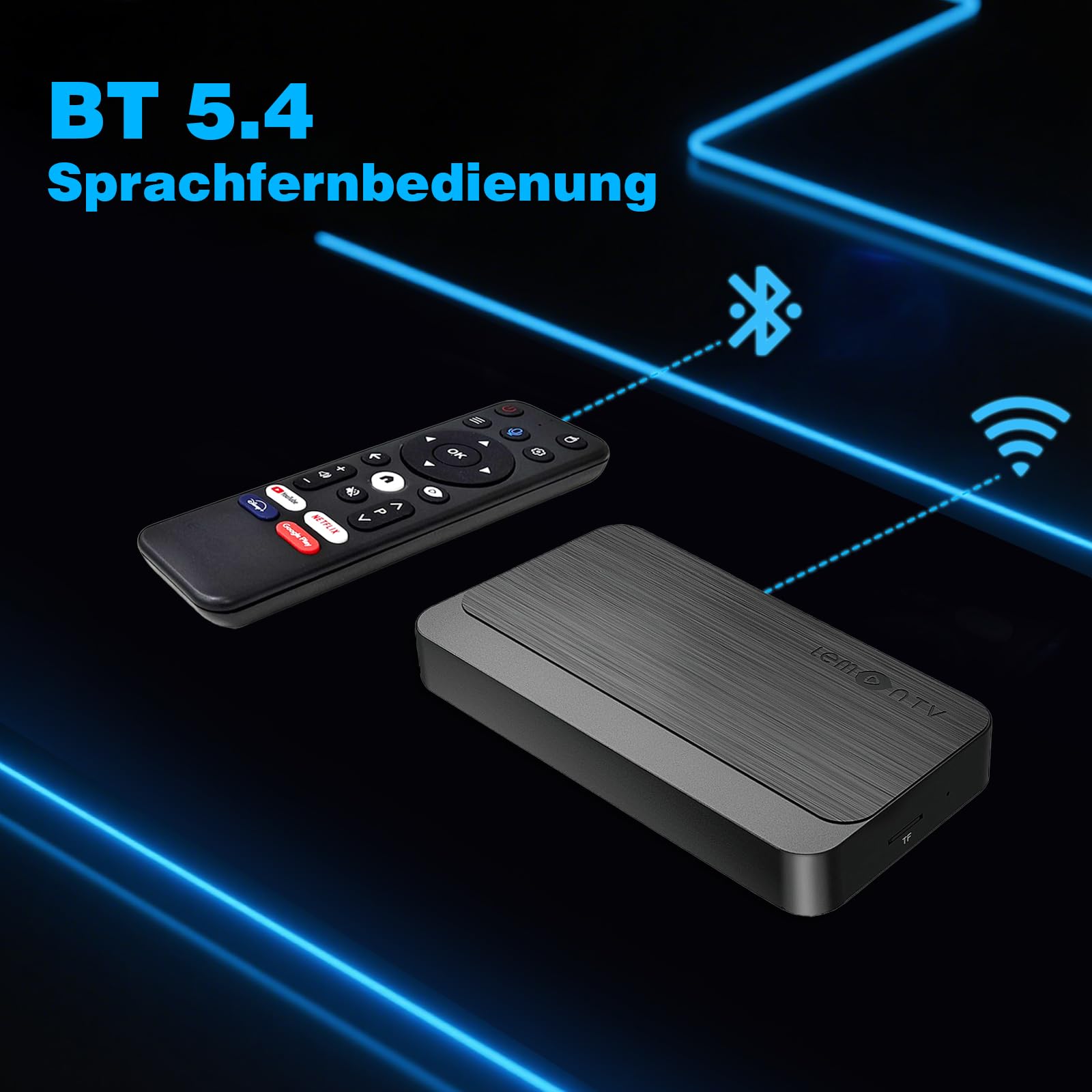 BOXPUT Lemon L2 Android TV Box, Android 12.0 Besturingssysteem/Alwin H618/BT5.4/2.4G/5G Dual WiFi 6/4K Smart TV Box 2GB RAM 16GB ROM Set Top Box con Bluetooth Voice Remote Control