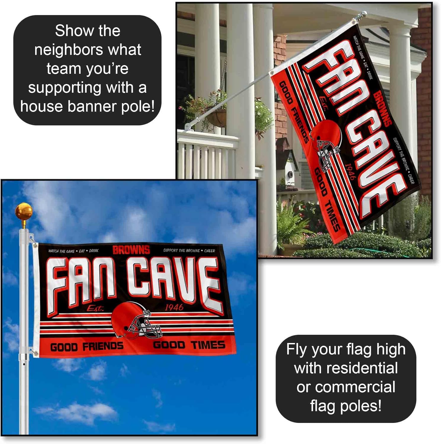 Cleveland Browns Fan Man Cave Banner Flag - Image 3