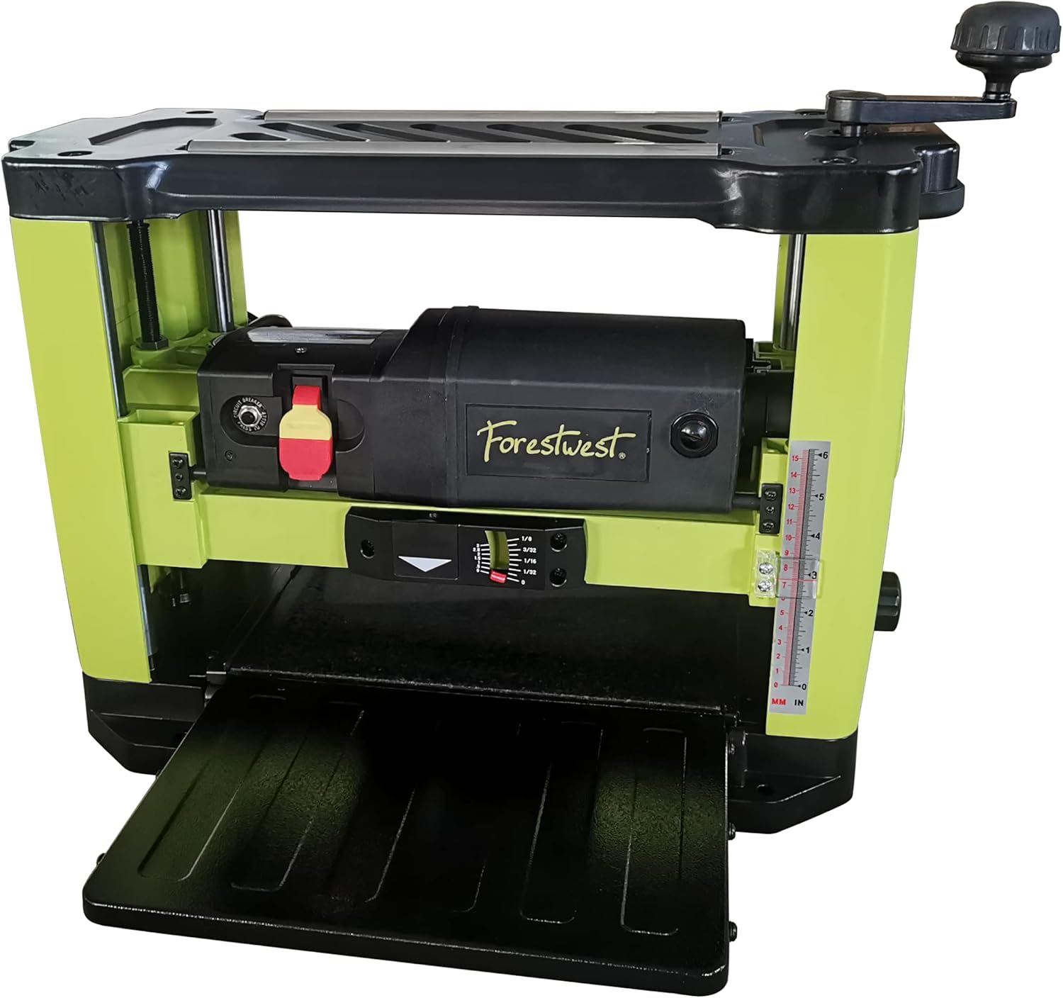 FORESTWEST 10523, 13-Inch Benchtop Thickness Planer, 13.6-Amp Corded, Helical Cutterhead, 8,500RPM with Granite Table