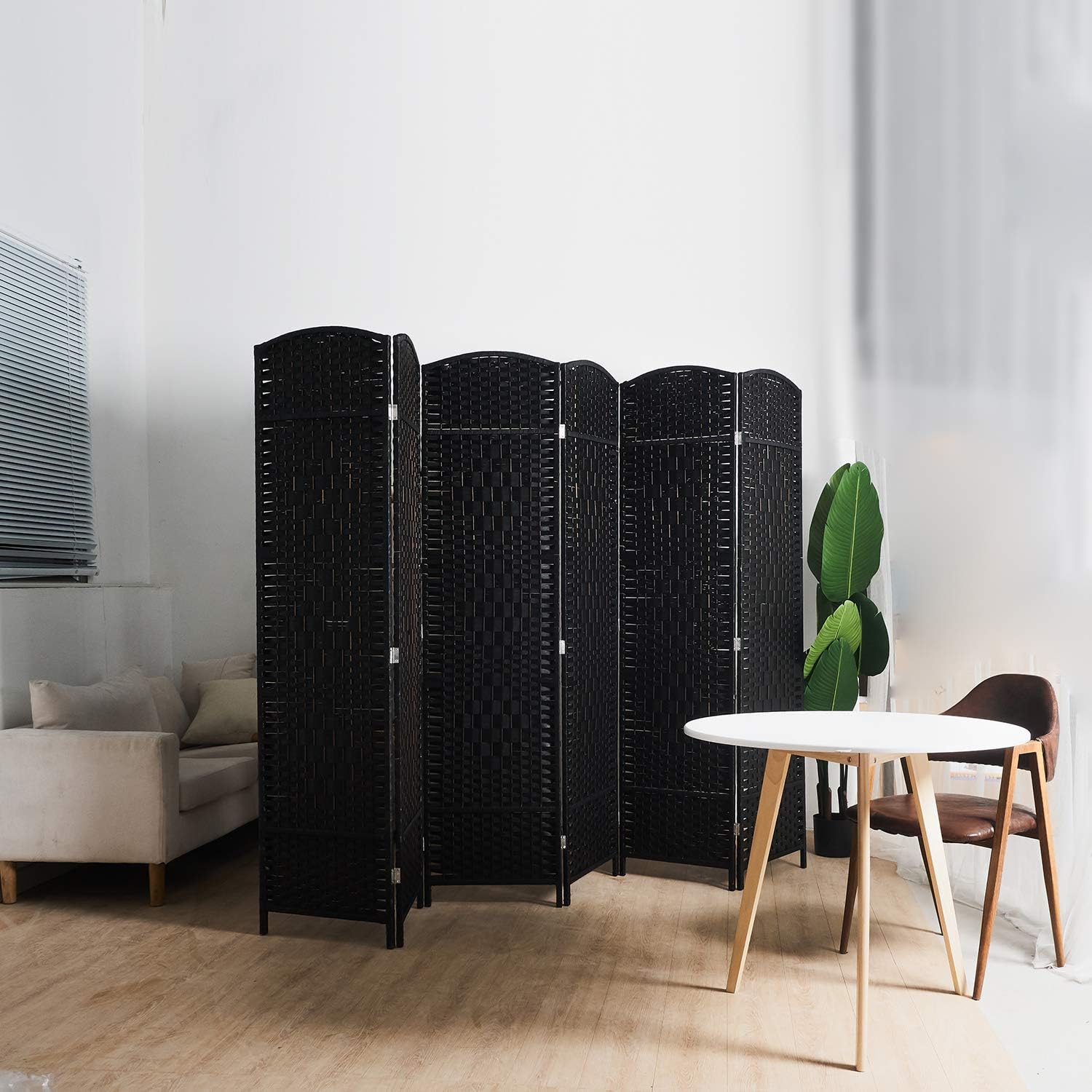Room Dividers Cocosica Folding Room Divider Decorative Separation Wall Divider 6 Panel Weave Fiber Privacy Screen With 6 Ft Tall Extra Wide Room Screen Divider Separator Freestanding Room Partition Home Kitchen