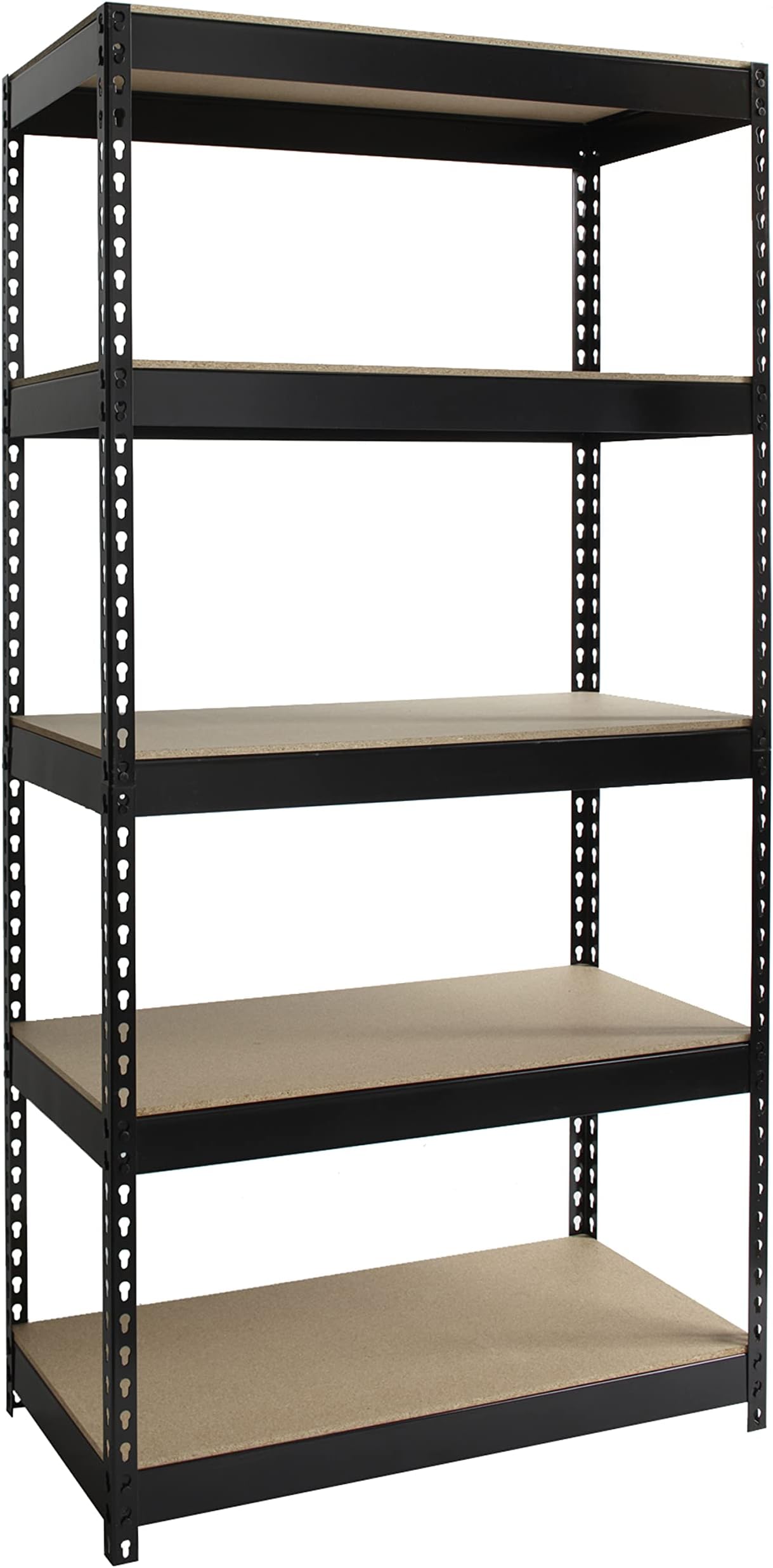Office Dimensions Riveted Steel Shelving 5-Shelf Unit, 36" W x 18" D x 72" H, Black