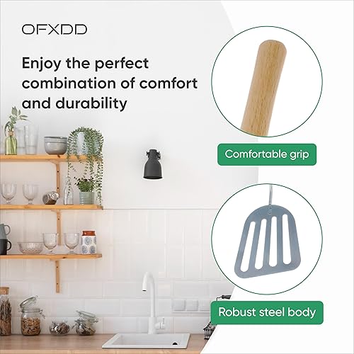 Miniatura 4 de Espátula ranurada de acero inoxidable para sartén apta para lavavajillas, espátulas de metal para cocinar espátulas de cocina