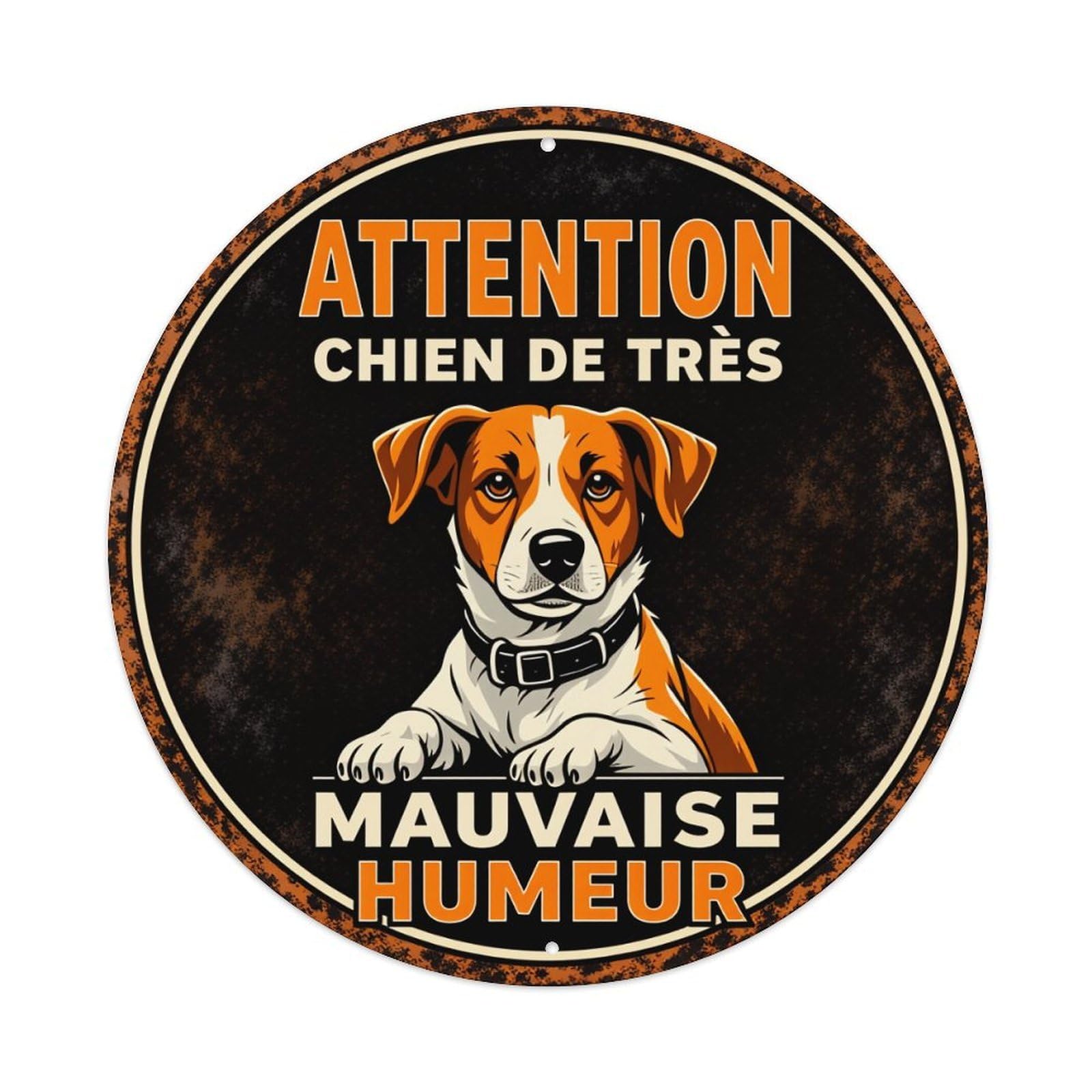 Beware of Dog in Very Bad Mood Round Tin Sign Vintage Style Metal Sign Home Bar Garden Wall Plaque Decor Metal Poster 8x8 Inch