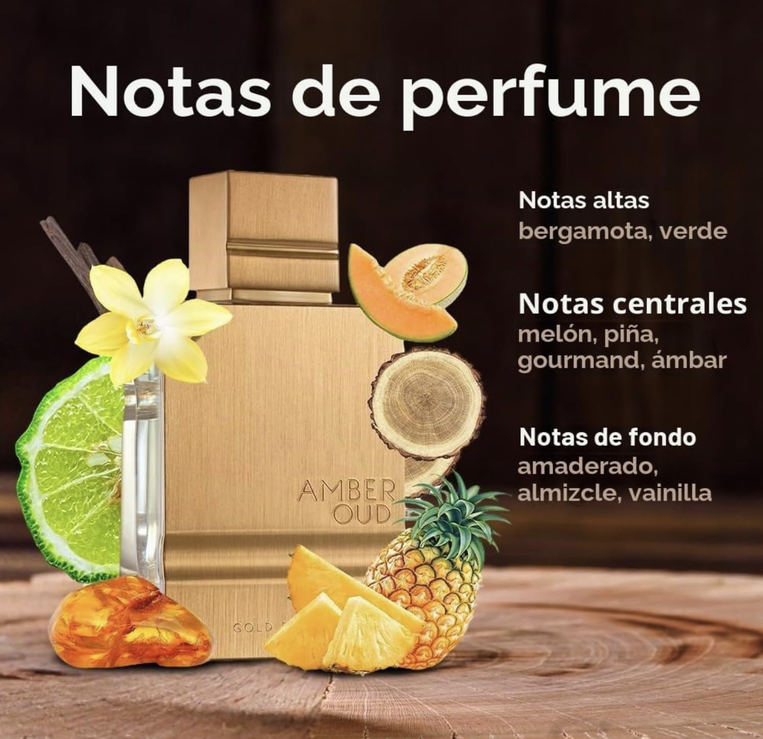 Amber Oud Gold Edition Eau De Parfum 60ml, Perfume Árabe Unisex Lujo | Fragancia Oriental de Larga Duración, Incluye Atomizador, Notas de Melón y Caramelo
