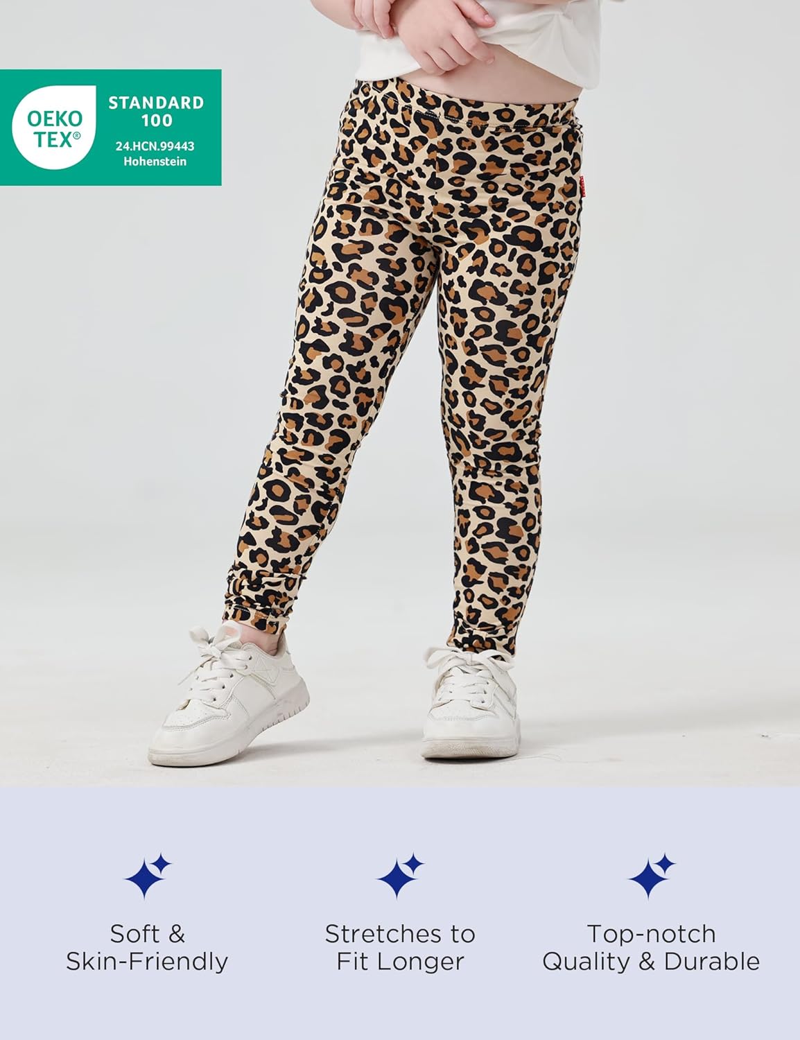 Bamboo Viscose Leggings for Toddler Girls 2T-5T Solid Colors Bowknot Stretch Pants Comfortable Bottoms - Image 3