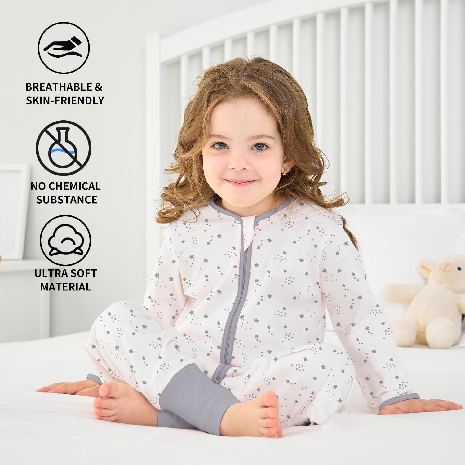 Miracle Baby Sacco nanna estivo con piedi, 0,5 Tog, 100% cotone, per bambini, con maniche, per ragazzi e ragazze, 65-105cm