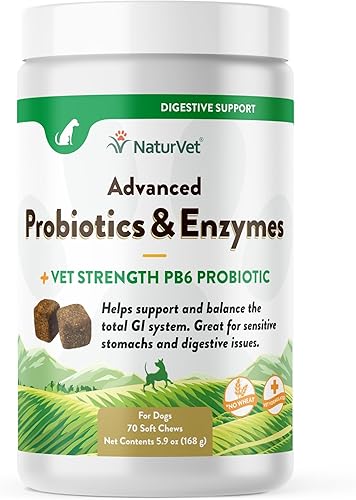 Miniatura 14 de NaturVet Probióticos avanzados y enzimas - Probiótico PB6 Plus Vet Strength | Apoya y equilibra mascotas con estómagos sensibles y problemas
