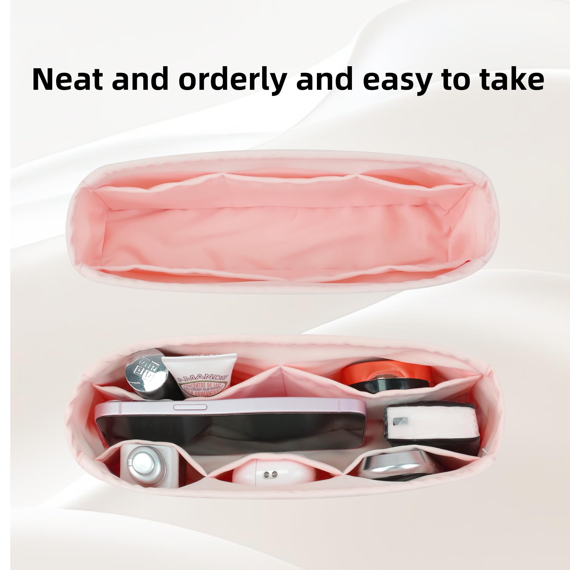 DGAZ Inserto organizer in seta per borse Lady-Dior Micro/Mini/S/M/L, liscio come la seta, borsa di lusso e modellante (rosa, S)