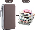 LIOVODE DVD Case, 96 Capacity CD Case Media Storage Holder Wallet Disc Collection Hard Plastic Booklet Organizer for Car