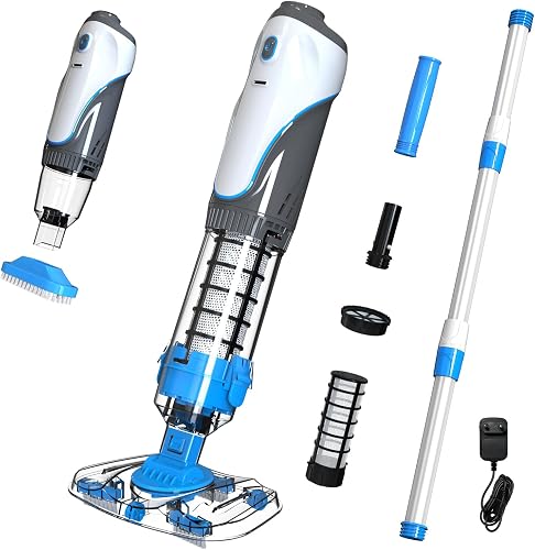 Cordless Pool Spa Vacuum Cleaner Rechargeable Handheld Pool Vacuum (ice Blue)