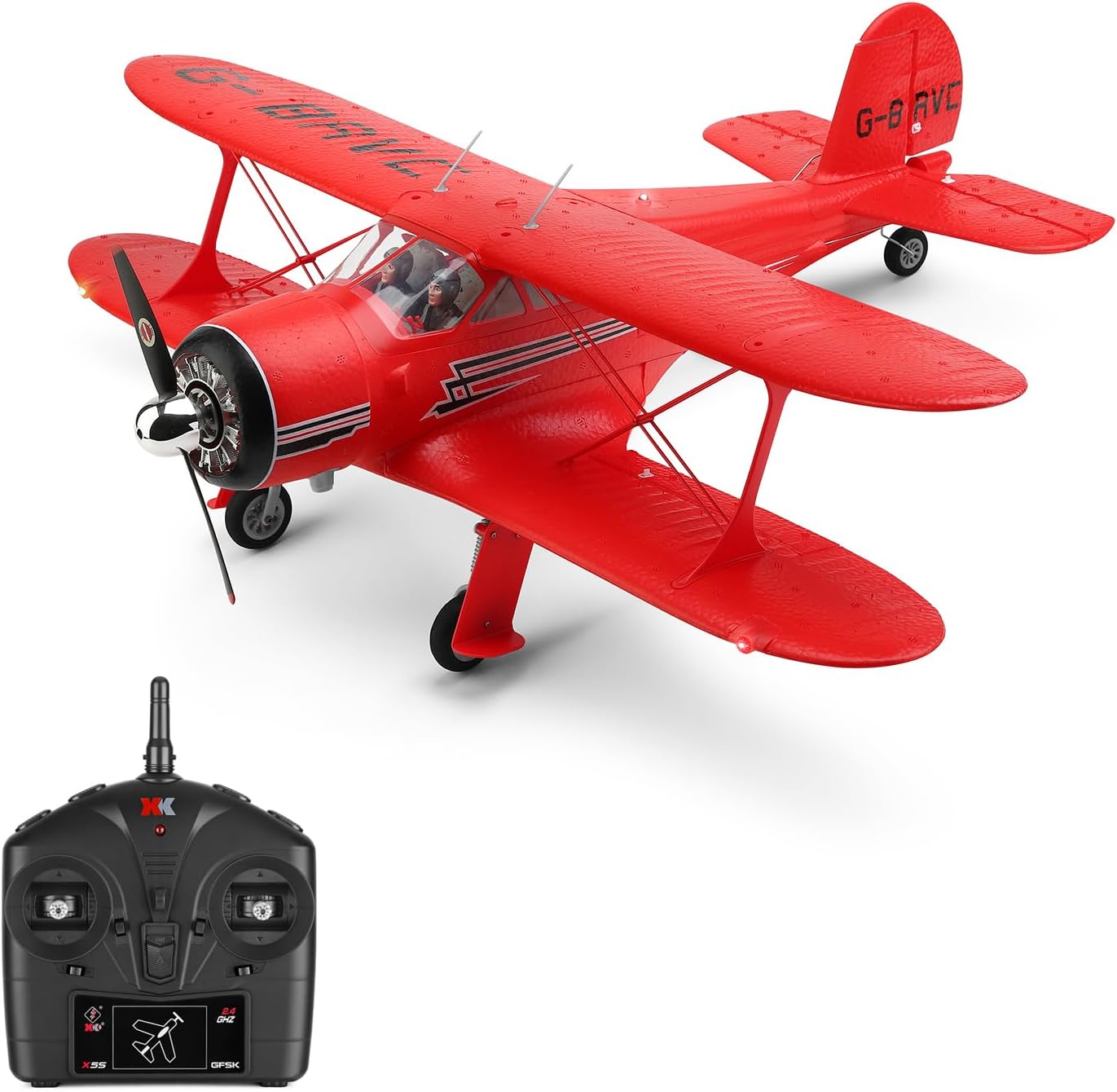 GoolRC RC Plane, WLtoys XK A300 RC Airplane, 4 Channel Brushless Remote Control Airplane, 2.4GHz RC Aircraft Fighter with 3D/6G Mode, Easy to Fly for Beginners and Adults (Red)