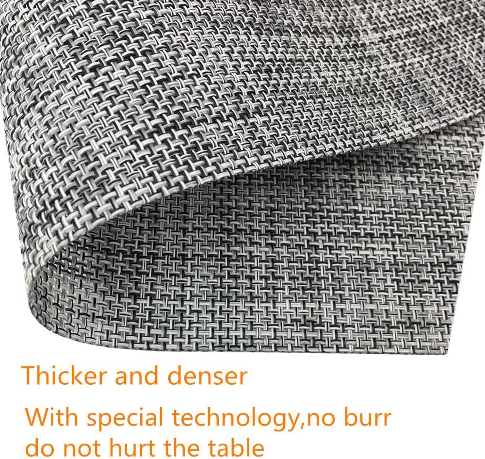 Wedge Placemats Set of 4 Vinyl Placemats for Round Tables Woven Non-Slip Heat-Resistant Easy to Clean Wipeable Washable Dinner Table Mats(Gray) - Image 5