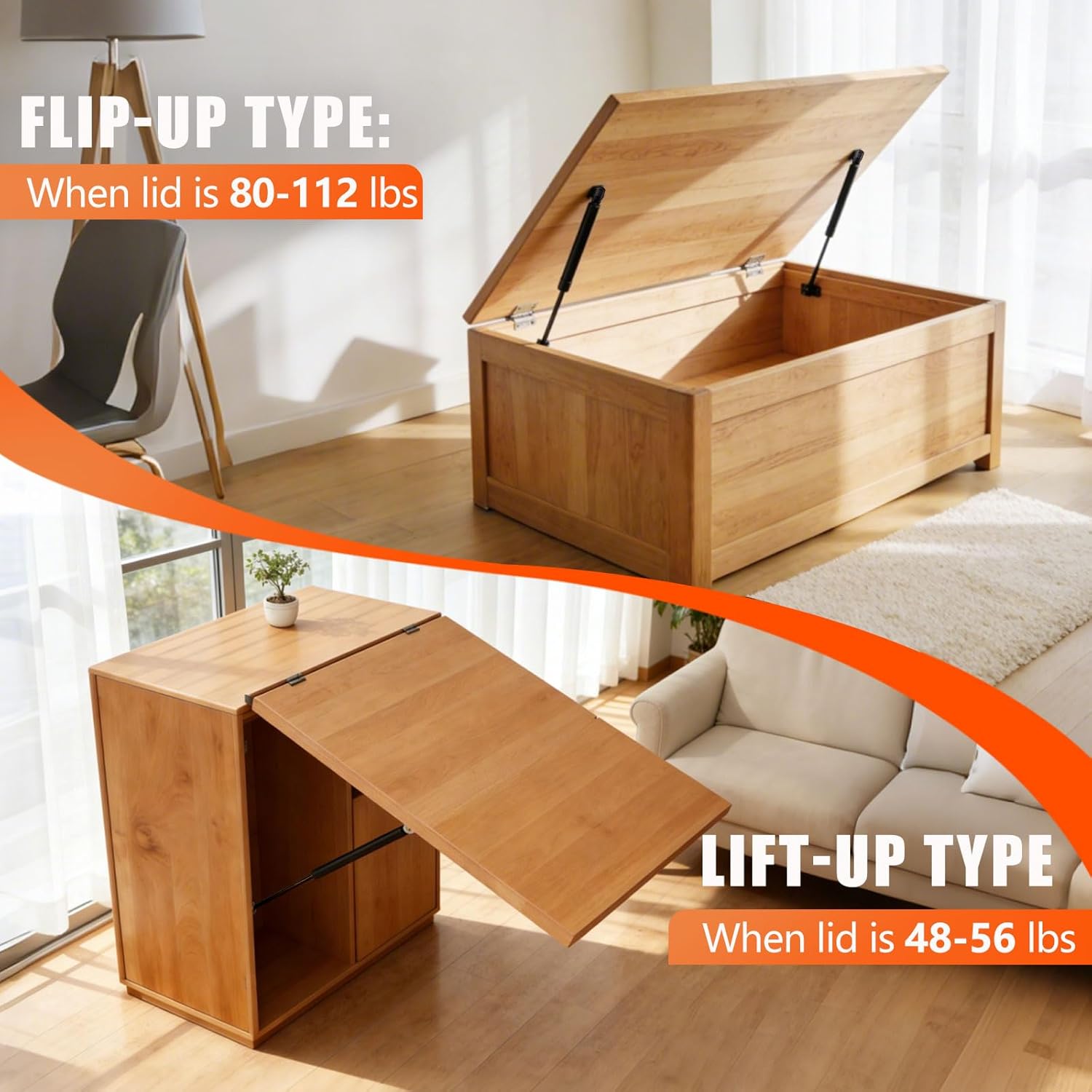 C16-08053 20 Gas Struts Shock 80 Lbs Prop, ml34 80 20" Spring Lift Gas Springs for RV Queen Tanning Bed Murphy Bed, Tonneau Cover RV Door Gas Strut Lift Lid, 2 Pack