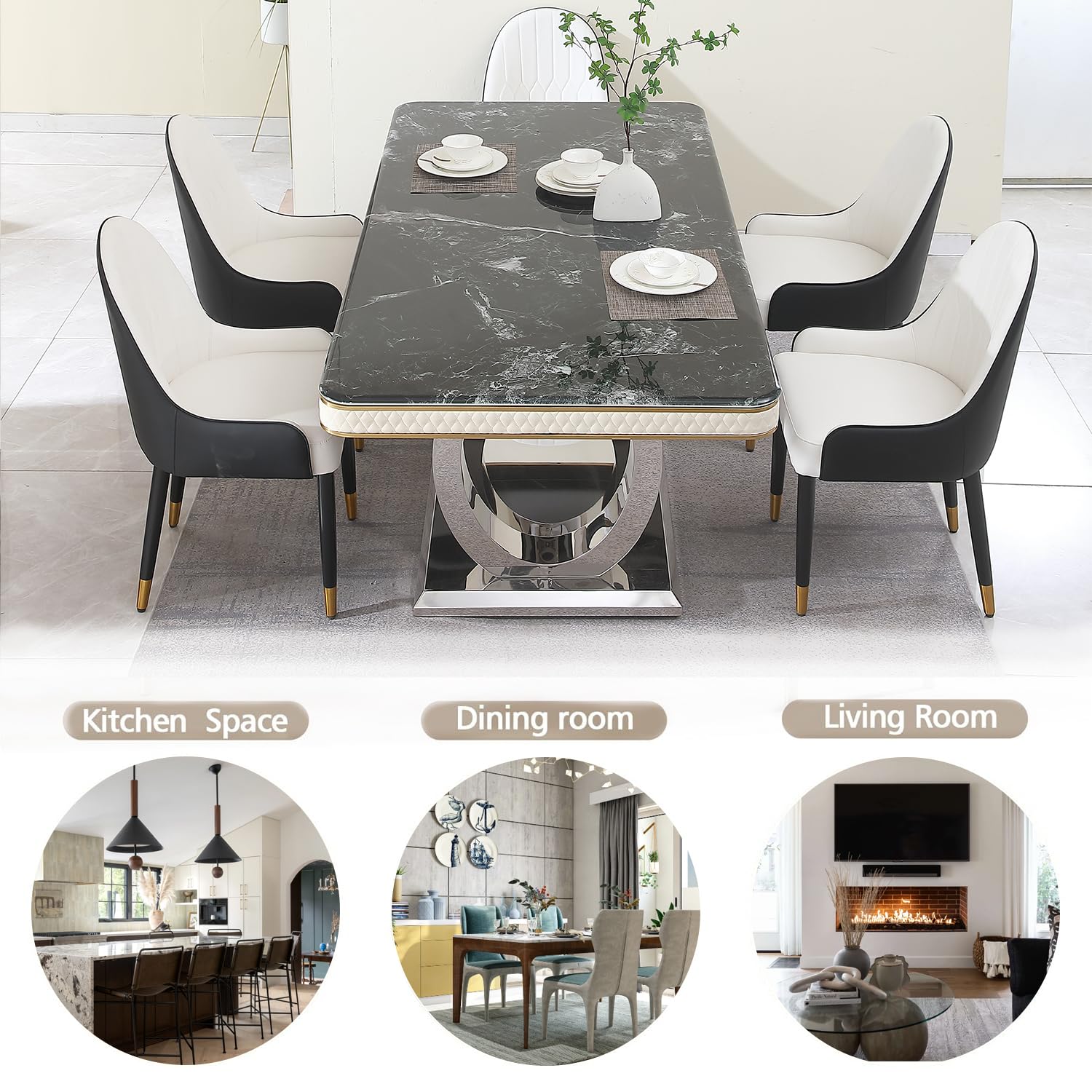 Amazon.com - Modern Sintered Stone Dining Table, 79