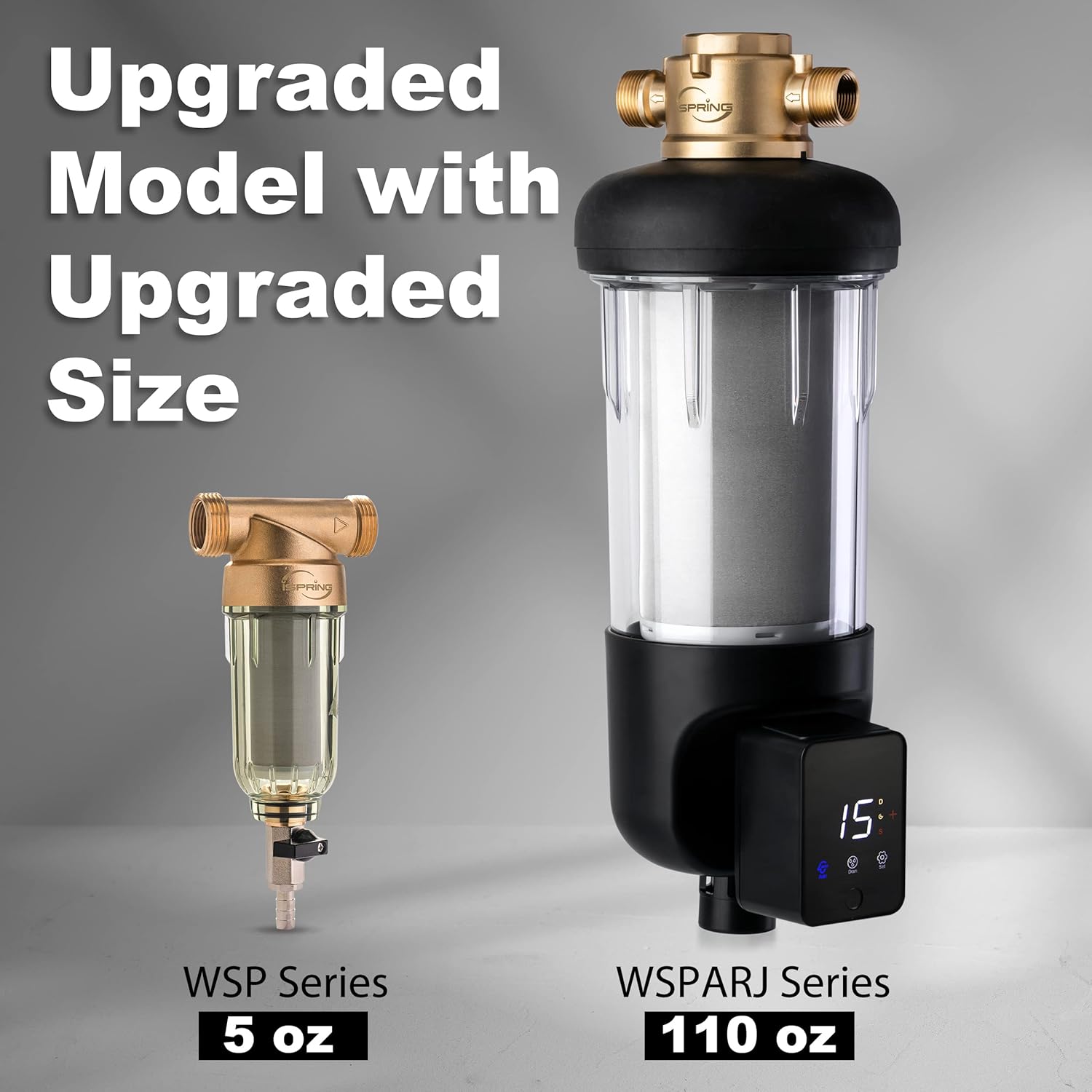 iSpring Whole House Water Filter Bundle with WSP100ARJ Spin-Down Sediment Filter, Upgraded Jumbo Size, 100 Microns and UVF55FS UV Water Filter, 55W, 12 GPM