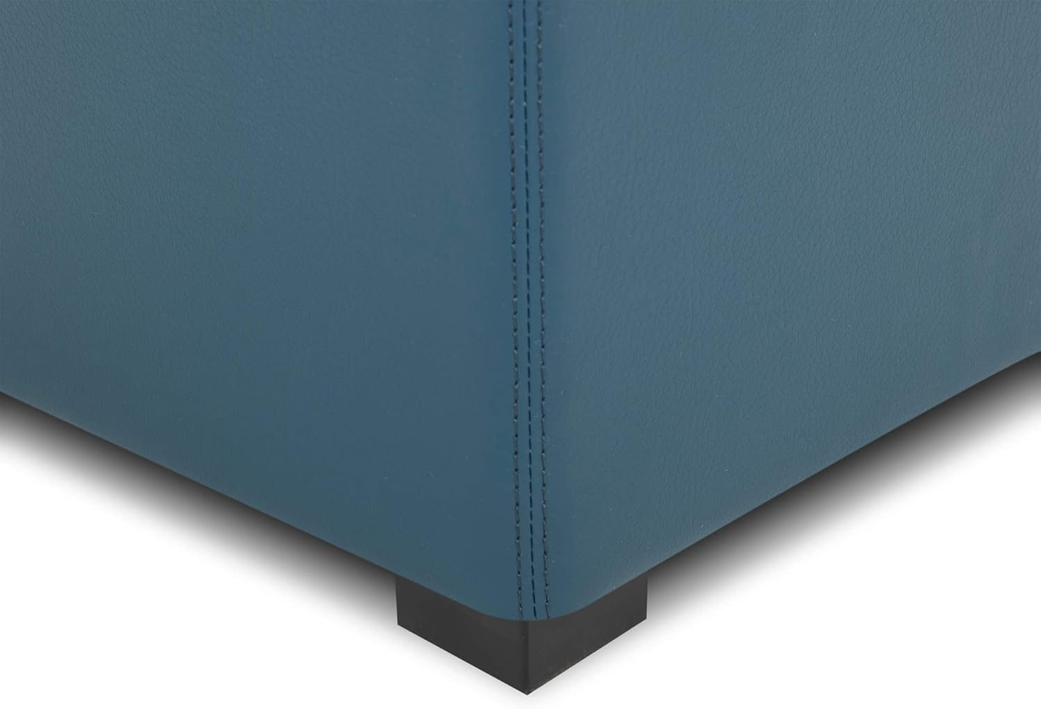 CHITA Storage Ottoman Cube with Tray Lid, Small Footstool with Storage, Square End Table for Living Room and Bedroom, Faux Leather in Dark Blue