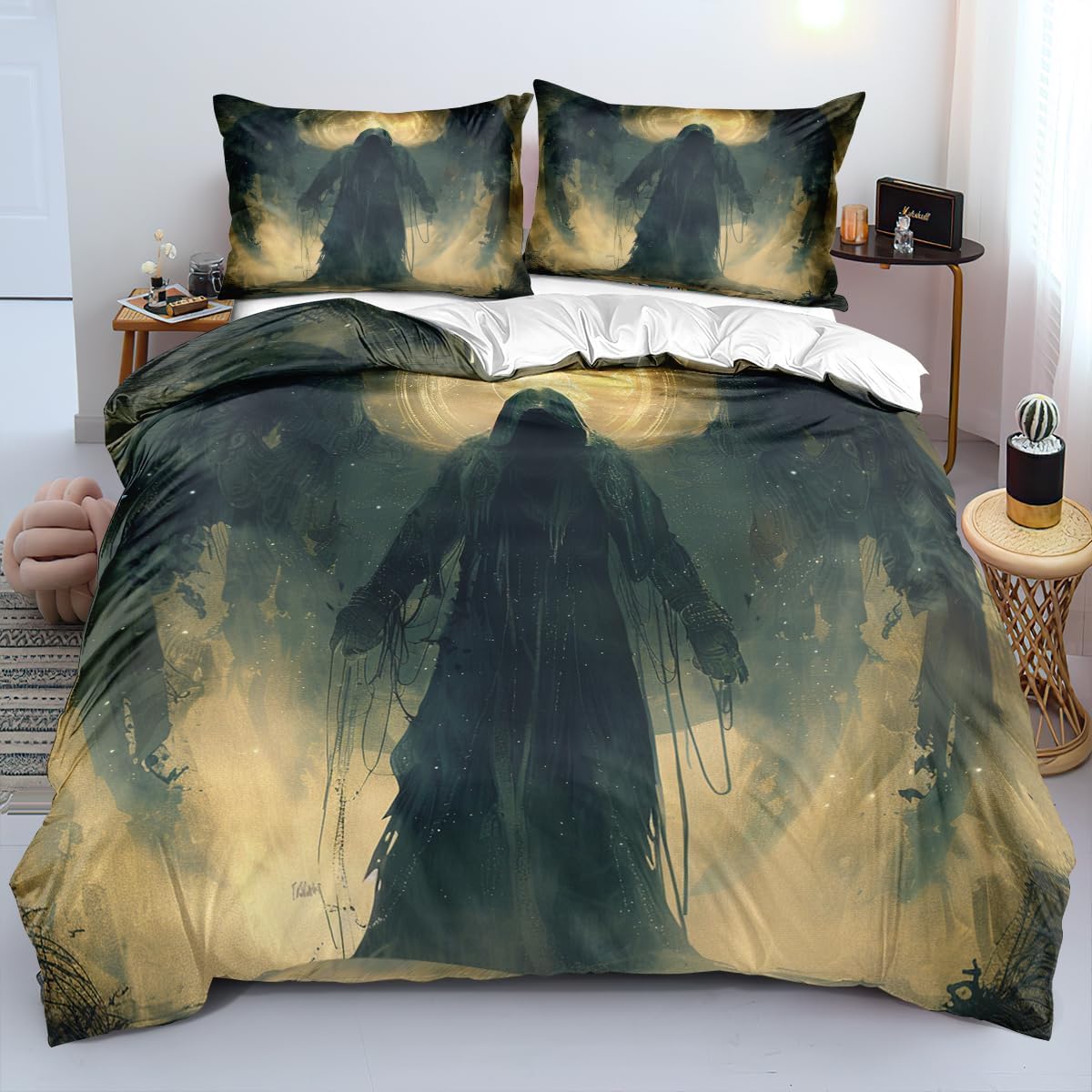 Menkala Demon Comforter Cover Galaxy Quilt Cover Tie Dye Duvet Cover