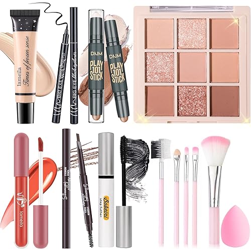 Miniatura 10 de Kit de maquillaje todo en uno para mujeres, niñas y adolescentes, juego de regalo de maquillaje, incluye sombra de ojos de 9 colores, barra de