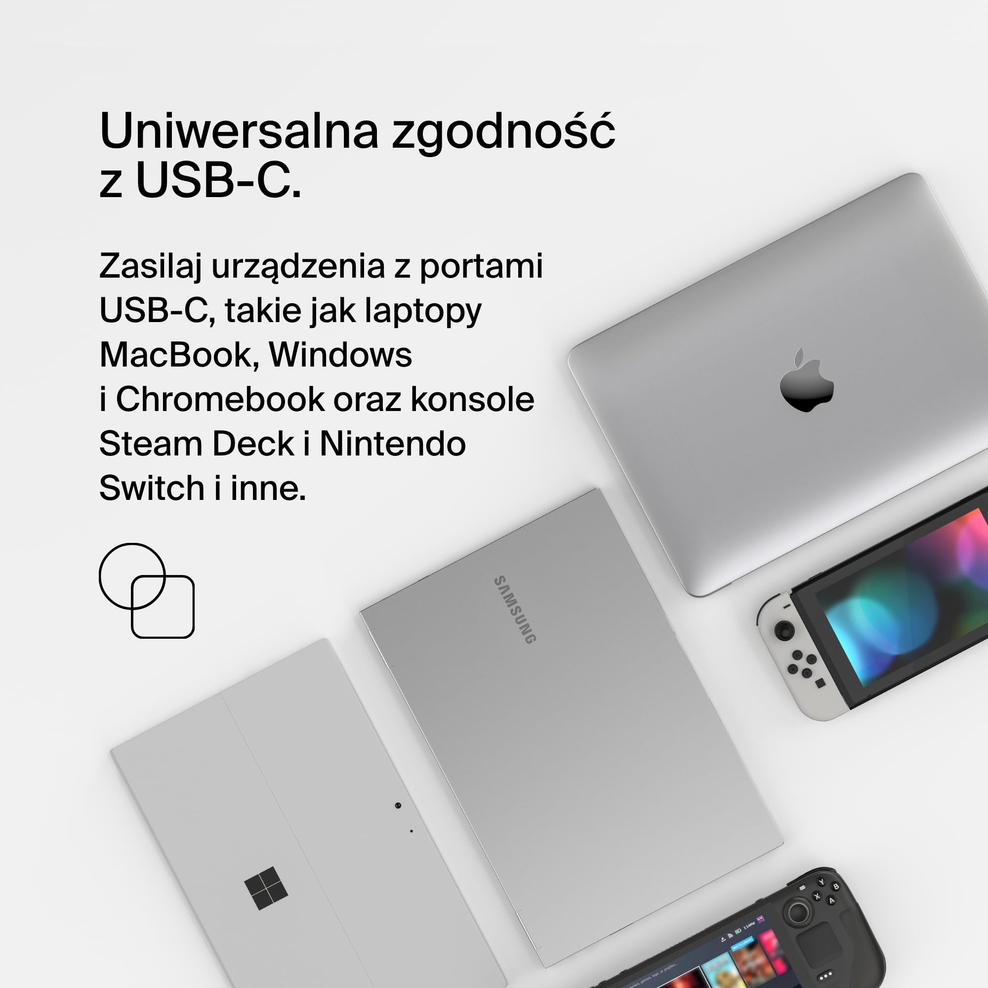 Belkin Connect Core zasilacz ładowarka USB-C GaN, szybkie ładowanie, uniwersalny port USB-C, zasilanie Power Delivery 100W, kabel 2,5 m, do konsoli, MacBooków, laptopów Windows i Chromebooków