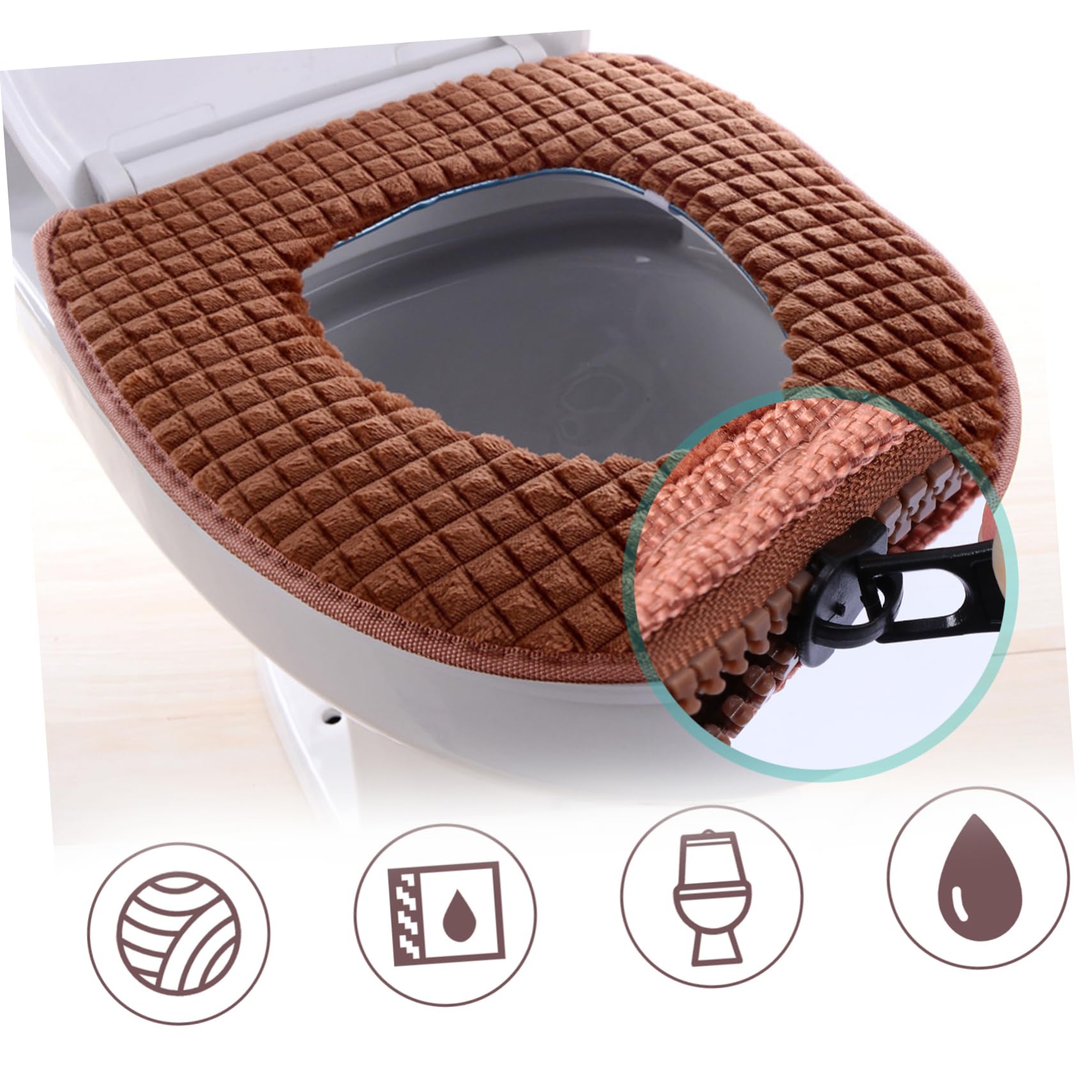 Cabilock Fleece Toilet Seat Cover Padded Washable Reusable Seat Pad Zipper for Home Use