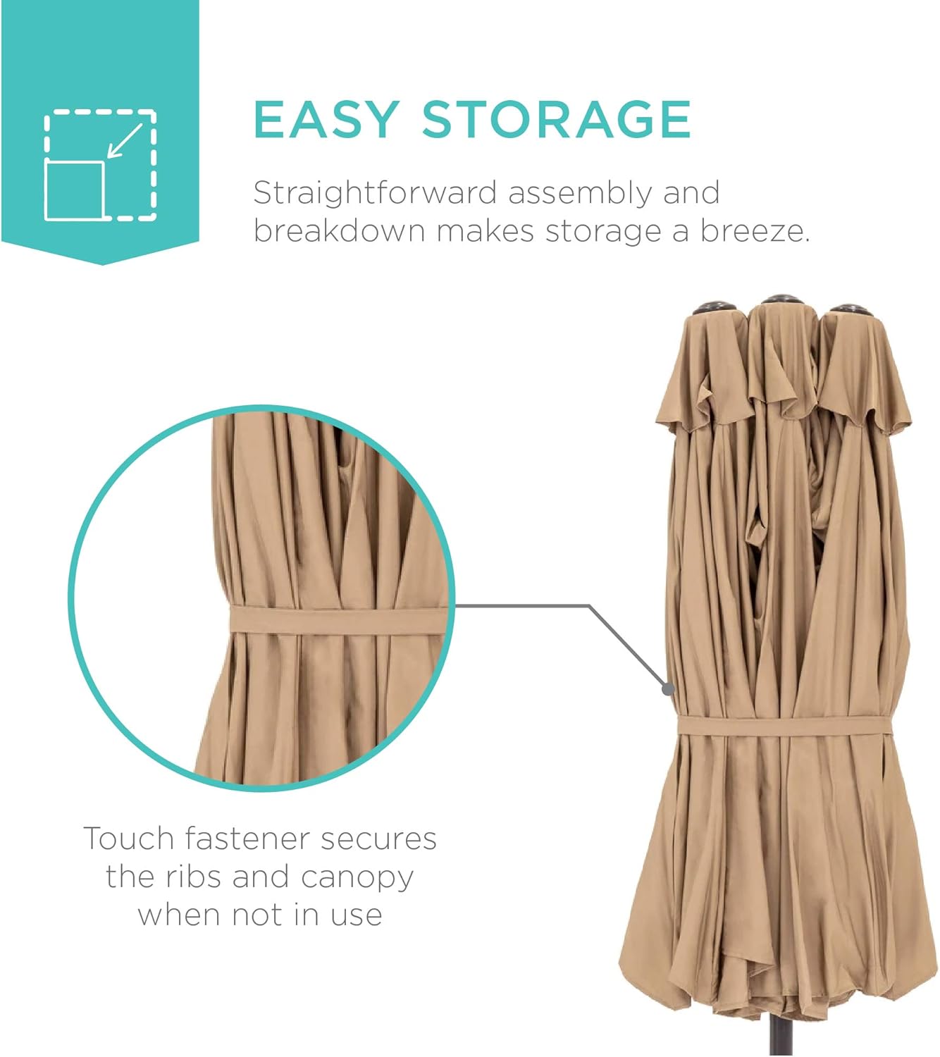 Best Choice Products 15x9ft Large Double-Sided Rectangular Outdoor Aluminum Twin Patio Market Umbrella w/ Crank and Wind Vents - Beige