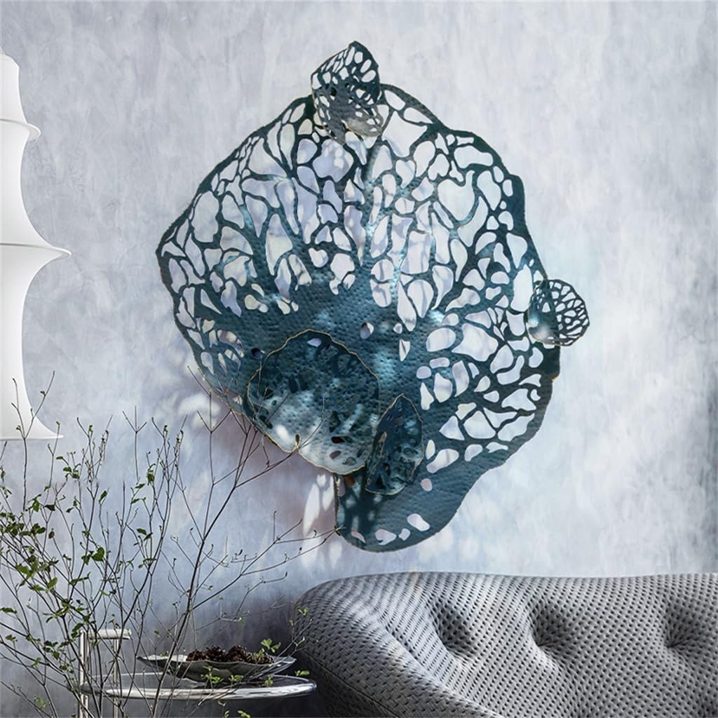 HIONJIN Living Room Sofa Background Wall Hanging Iron Three-dimensional Hollow Wall Decorations(99 * 97cm)