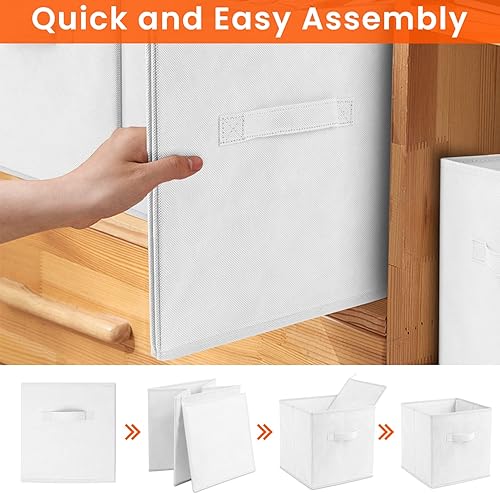 Miniatura 7 de Criusia Cubos de almacenamiento  Contenedores de almacenamiento de tela resistente de 11 pulgadas para estantes, armario, organizador de cubos