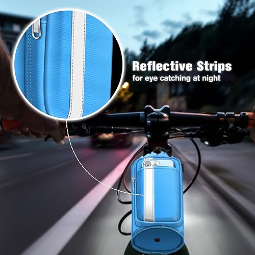 Vista 29 de FINPAC Portavasos para bicicleta, soporte universal para botella de agua con bolsillos para teléfono para cochecito, andador, carrito de golf, Gris