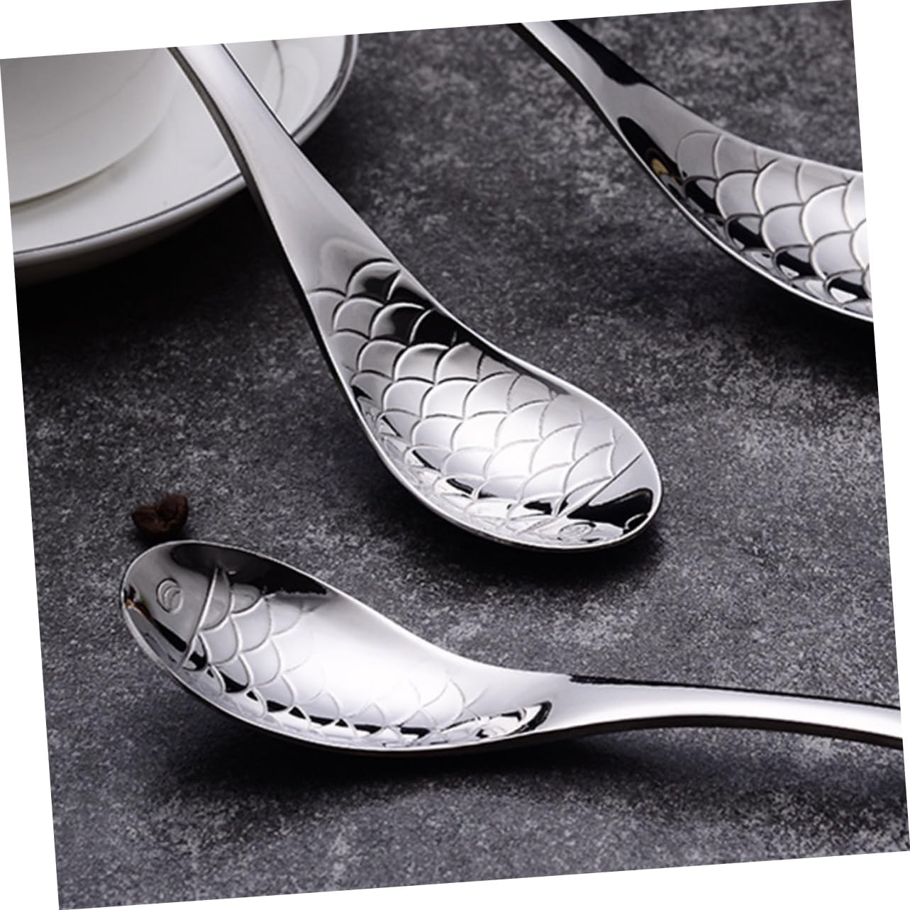 Fish Shape Stainless Steel Soup Spoon Cooking Ladle for Soup and Dinner Creative Design Easy to -grade Material for Home and Kitchen Use