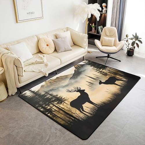 jejeloiu Cute Deer Area Rug 5x7 Bedroom Living Room for Kids Boys Girls