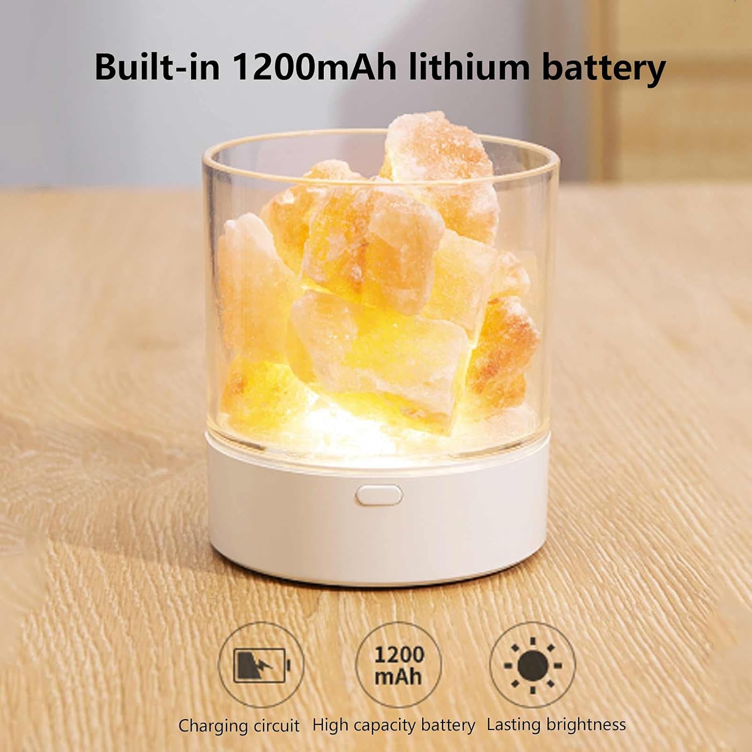 Garosa Mini Himalayan Salt Lamp USB LED Night Light for Bedroom Home Office Yoga Decor with Warm Colorful Salt Gift Idea