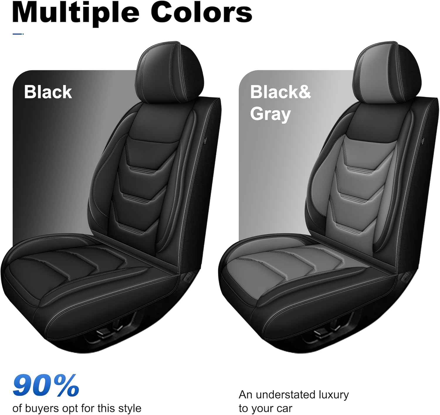 Seat Covers Compatible with 2024 2025 2026 Toyota Tacoma Double Crew Cab Waterproof Leather Seat Protectors for Trucks (2pc Front Only, Black&Grey)