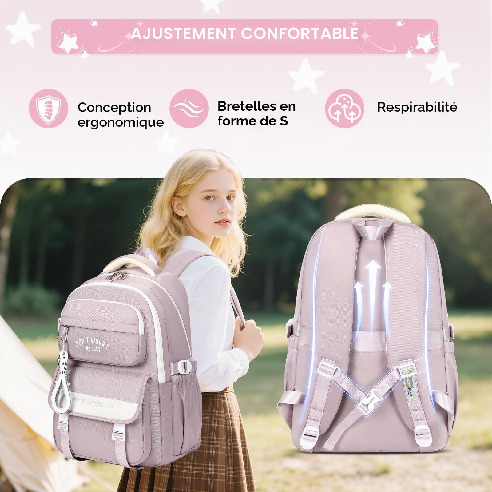 Tanou Sac a Dos Fille Adolescentes, Cartable Fille Primaire College Lycée