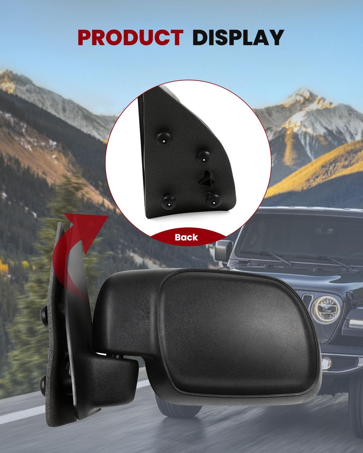 cciyu Driver Side View Mirror Replacement for 1999-2010 For Ford F-250/F-350/F-450 Super Duty, 1999-2007 F-550 Super Duty - Black Manual Folding Non-Heated - Durable Construction & Easy Installation