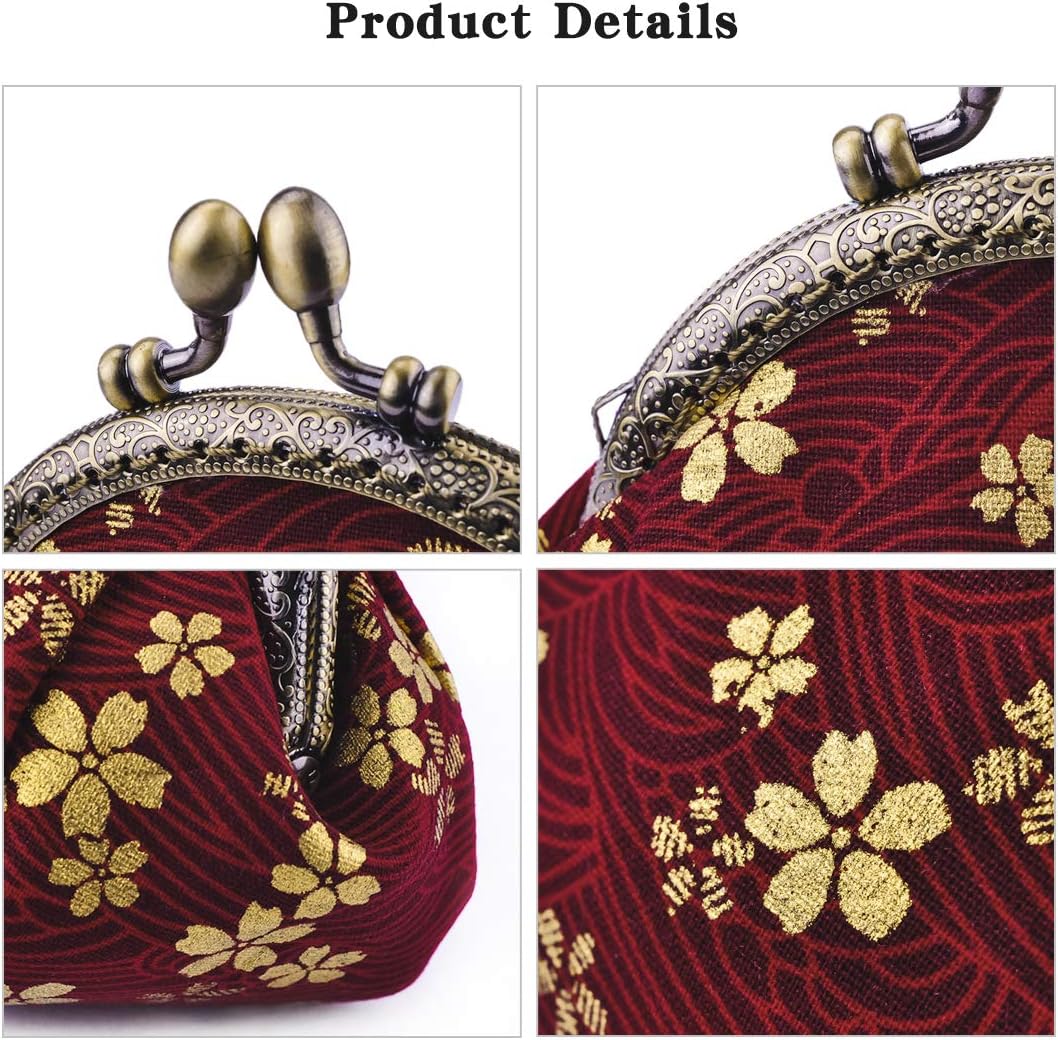 Oyachic Canvas Coin Purse Floral Change Pouch Vintage Clutch Wallet with Clasp Closure for Girls and Women
