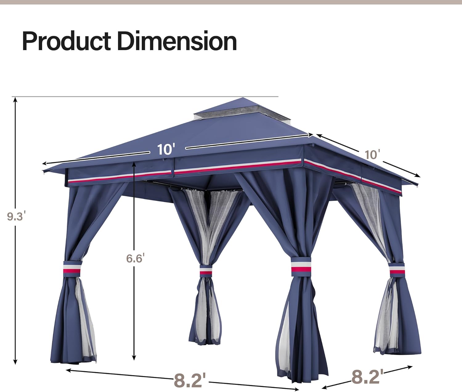 Product dimensions of the gazebo